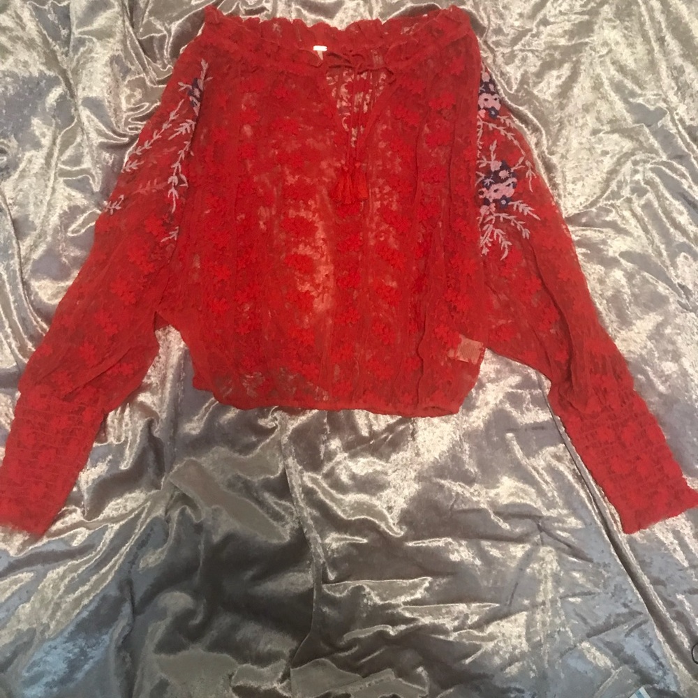 Free people lace top off the shoulder